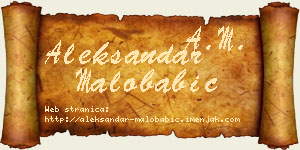 Aleksandar Malobabić vizit kartica